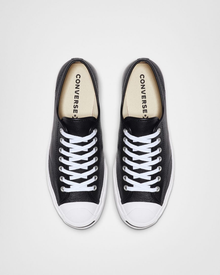 Women's Converse Jack Purcell Leather Low Top Shoes Black / White | AU 43196S